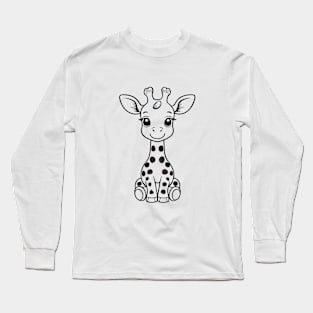 Cute Baby Giraffe Animal Outline Long Sleeve T-Shirt